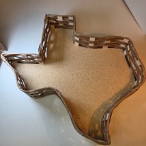 Texas Shaped Woven Wooden Wicker Basket/Tray With Wood  Bottom 16&quot; - $223.49 MXN