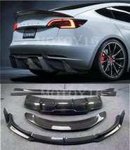 CF Rear Lip Spoiler Wing &amp;Diffuser Side skirts Front Lip for Tesla Model... - £1,889.88 GBP