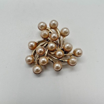 Vintage Emmons Faux Pearl Cluster Gold Tone Brooch Pin Swirl Starburst S... - £7.76 GBP