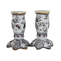 Berardos Portugal Bunny Rabbit Floral Ceramic Candlestick Holders - $49.99