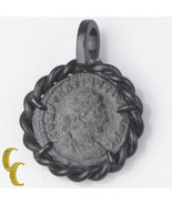 ROMAN COIN IN SILVER ANTIQUED BEZEL PENDANT, 3.7GR/ 1.9CM DIAMETER - $259.50 CAD
