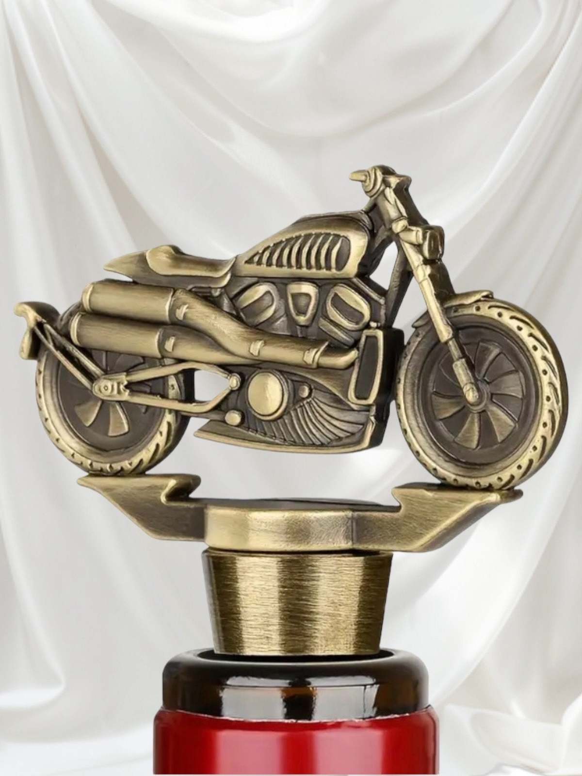 Rustic Motorcycle Biker Wine Bottle Stopper with Rubber Seal - Unique Home Bar D