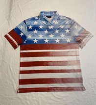 Yatta Golf Polo Shirt Mens Size Large Blue Short Sleeve American Flag - $24.19