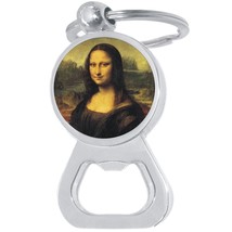 Mona Lisa Bottle Opener Keychain - Metal Beer Bar Tool Key Ring - £8.46 GBP