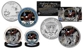 APOLLO 11 50th Anniversary Man on Moon 2-Coin Set FL. Quarter &amp; JFK Half... - $16.95
