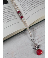 Angel Beaded Thong Bookmark Glass Pearl Crystal Handmade Red Pink New - $18.80