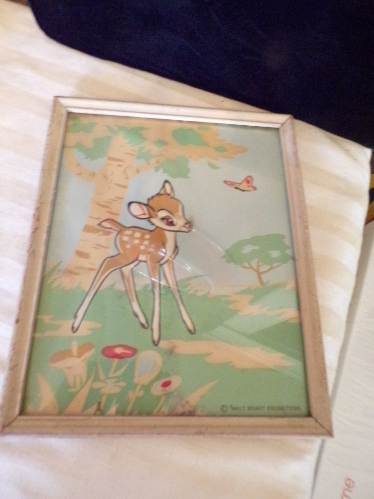 Primary image for Vintage BAMBI Old Print Walt Disney Productions Framed picture