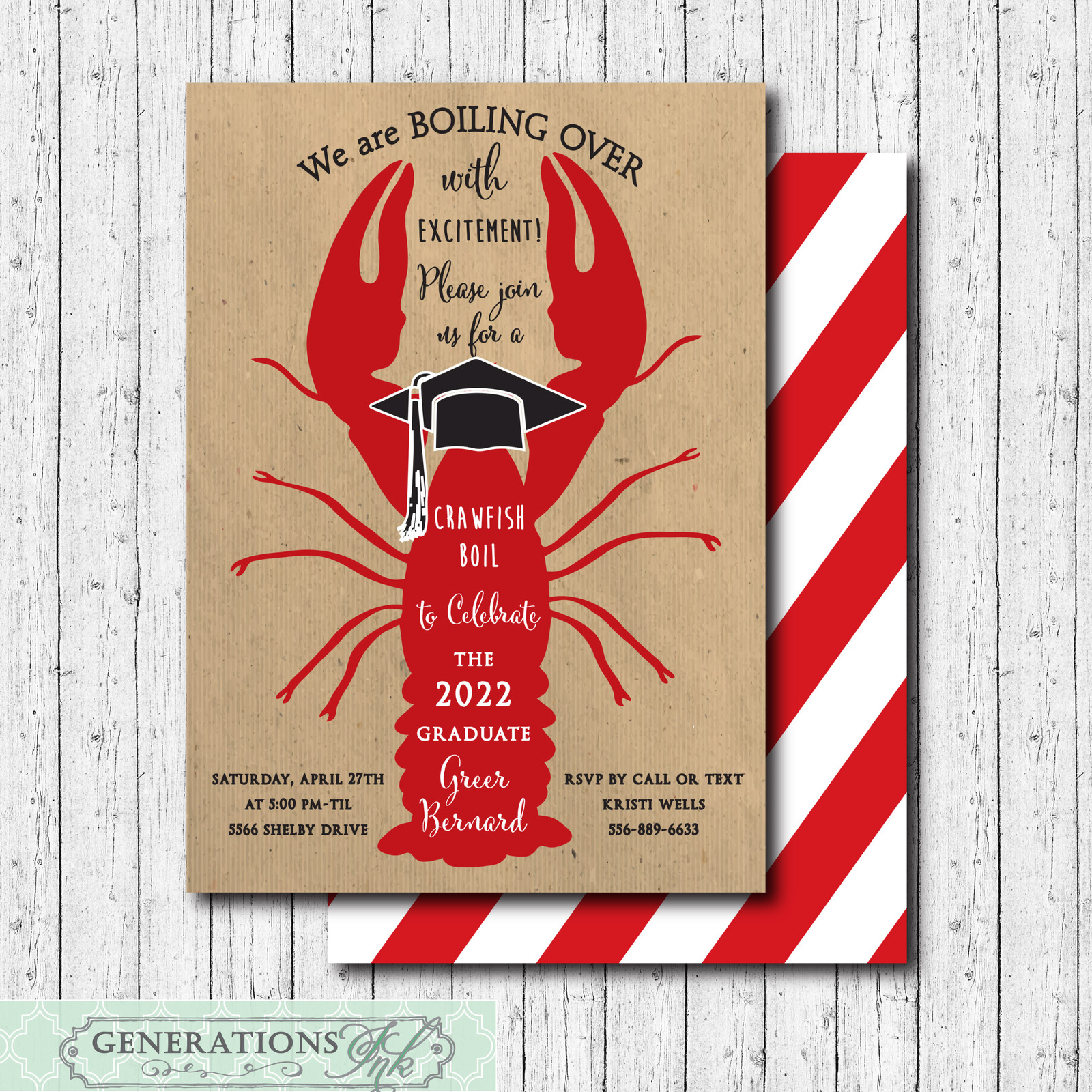Primary image for Graduation Party and Crawfish Boil Invitation/Printable/Digital/DIY/Senior Party