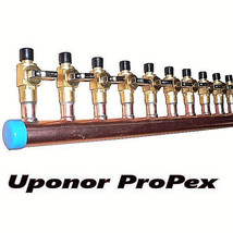 11/2&quot; Copper Manifold 5/8&quot; Pex Uponor ProPEX (With&amp;W/O Valve) 2 Loops-12 Loops - £52.02 GBP+