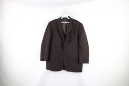 Vintage 70s Streetwear Mens 46R Striped Geometric Wool 2 Button Suit Coa... - £34.99 GBP