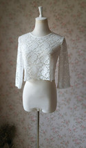 Rustic Bridesmaid Dresses Maxi Chiffon Skirt White Crop Lace Top Navy Custom image 2