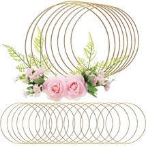 24 Pcs Metal Floral Hoop Macrame Gold Rings Metal Hoops Bulk For Crafts Metal Ci - £39.54 GBP