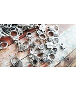 10 Large Lobster Clasps Antiqued Silver Assorted Lot Findings Jewelry Ma... - $11.87