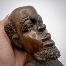 Vintage Hand Carved Tribal African Man Bust Figure Statue Wood Ebanos Co... - $200.00