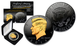 Black RUTHENIUM 2016 JFK Kennedy Half Dollar Coin with 24K Golden Enigma D Mint - £14.90 GBP