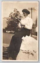 RPPC Edwardian Woman Reading Letter Real Photo c1912 Postcard T25 - £9.44 GBP