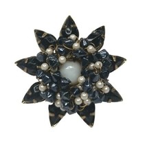 Vintage Luxurious Black Pearl Floral Napkin Ring Set of 4 - £62.92 GBP