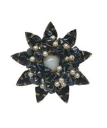 Vintage Luxurious Black Pearl Floral Napkin Ring Set of 4 - £63.74 GBP