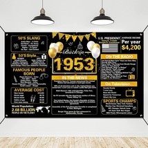 Black Gold 70Th Birthday Decorations, Vintage Back In 1953 Birthday Backdrop Ban - £15.85 GBP