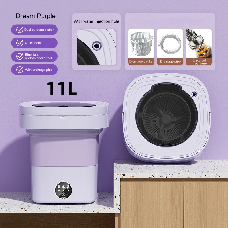 6L 11L Portable Washing Machine Folding Large Capacity Clothes Spin Drye... - $66.23+