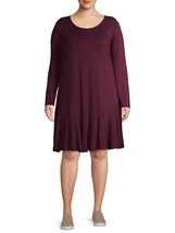 Terra &amp; Sky Women&#39;s Plus Knit Peplum Dress 2X (20-22W) Wine Fusion Purpl... - £18.97 GBP