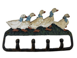 Cast Iron Geese Key Holder Painted Wall Mount Hanger  Farmhouse Country 8” - £19.18 GBP