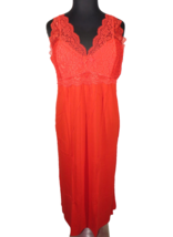 Avenue Plus Size 30-32 Sexy Red Lace Trimmed Maxi Nightgown - £19.95 GBP
