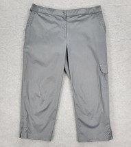 Chicos Zenergy Golf Crop Pants Sz 1 Medium Gray Performance Capri Zip Cuff - $18.39