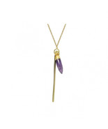 Fronay 30 in. Amethyst Bullet &amp; Golden Bar Necklace in Gold Plated Sterl... - €66,99 EUR