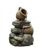 Outdoor Garden Polyresin Rock and Pitchers Waterfall Fountain with Pump - $308.70 CAD