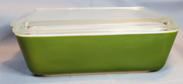 Pyrex Verde Avocado Olive Green 1.5 QT Vintage Refrigerator Dish 0503 Glass Lid - £21.75 GBP