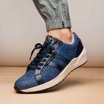 Hand-painted genuine Snake and calfskin Sneaker Shoes Verona Navy image 8