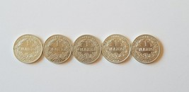 GERMANY LOT OF FIVE 1 REICHS MARK SILVER COINS 1905 -1915 A  UNC RARE CO... - $93.11