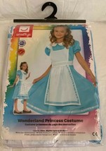 Wonderland Princess Costume Blue Dress Attached Apron &amp; Headband NEW Chi... - £27.96 GBP