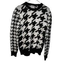 Sandro Houndstooth Sweater Black White Chunky Knit Oversized Women Mediu... - $47.47