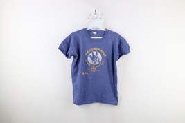 Vtg 80s Womens Medium Distressed 1985 The Human Race Running T-Shirt Blue USA - £35.26 GBP