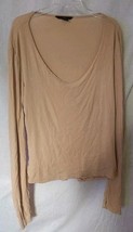 Womens Gap Size Large Cowl Long Sleeve Deep Neck Shirt Tan Sand Beige - $130.29 MXN