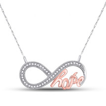 10k White Gold Womens Round Diamond Infinity Hope Rose-tone Pendant Necklace - £218.93 GBP