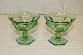 Antique Green Uranium Depression Glass Dessert Sherbet Bowls Dishes Hazel Atlas - £11.99 GBP