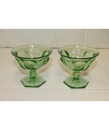 Antique Green Uranium Depression Glass Dessert Sherbet Bowls Dishes Haze... - £11.99 GBP