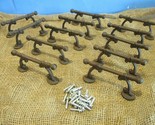 12 RUSTIC HANDLES DRAWER PULLS ANTIIQUE STYLE SHED BARD DOOR GATE W/ SCR... - £15.97 GBP