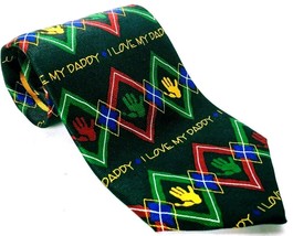 Ralph Marlin I Love My Daddy Argyle Men&#39;s Silk Necktie Novelty Black Red... - $15.21 CAD