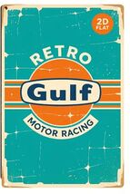 Gulf Rectangular Gas Gasoline Oil  Aluminum Retro Remake Sign Station 12... - $34.84 CAD