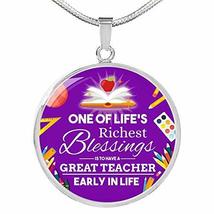 Express Your Love Gifts Teacher Appreciation Gift Circle Necklace Stainless Stee - £35.00 GBP