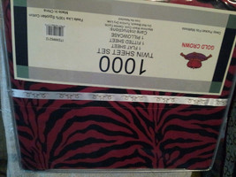 Zebra Print Twin Size Sheet Set ( Red ) - £33.80 GBP