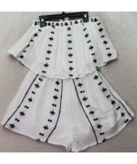 Japna Romper Womens Small White Aztec Embroidered 100% Viscose Lined Str... - $474.05 MXN