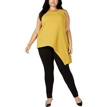 MSRP $66 Alfani Womens Plus Asymmetrical Ribbed Pullover Top Gold Size 1X - £14.27 GBP