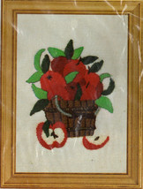Vintage WonderArt Crewel Embroidery Kit Apple Harvest Fruit Basket - $18.55