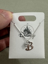 Disney Parks Mickey Mouse Faux Gem Letter B Silver Color Necklace NEW