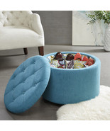 Round Ottoman with Shoe Holder Insert - Teal - £190.05 GBP